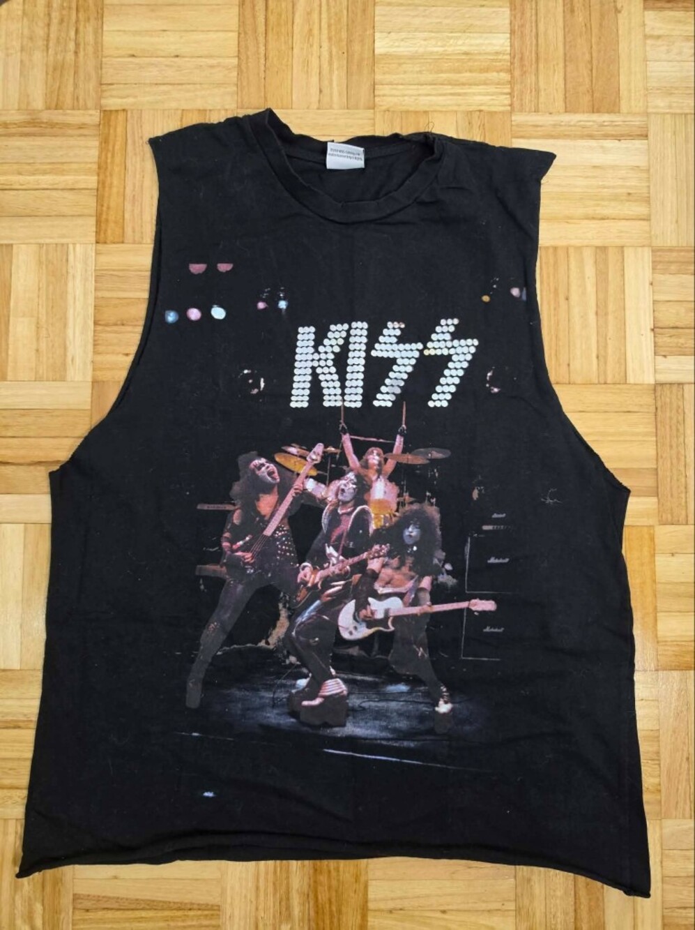 Kiss Black Tank Top with Stage Photo Graphic